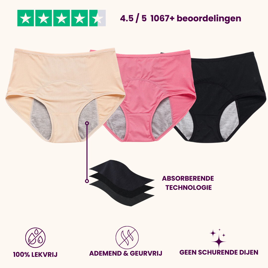 VitalDry® | Lekvrij Menstruatie Ondergoed (5-pack) |
