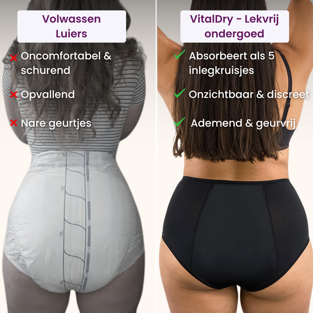 VitalDry® | Lekvrij Ondergoed (5-Pack) | Hoge Taille