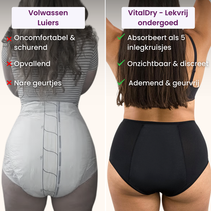 VitalDry® | Lekvrij Ondergoed (5-Pack) | Hoge Taille